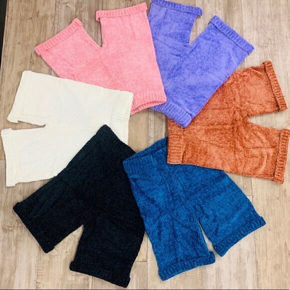 Blue Fuzzy Sweater Knit Malibu Bike Shorts - Picture 8 of 13